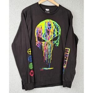 Marvel Punisher Skull Neon Drip Long Sleeve Shirt Black Mens M